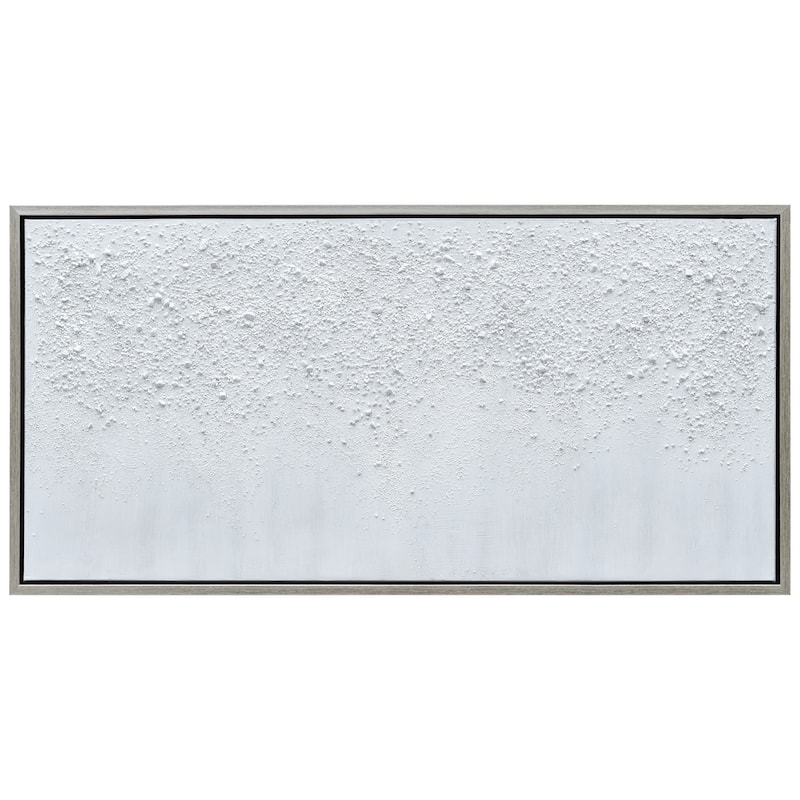 White Snow B Textured Glitter Hand Painted Canvas Framed Wall Art