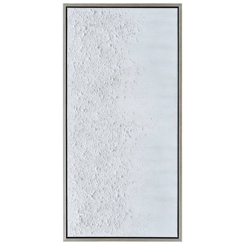 White Snow B Textured Glitter Hand Painted Canvas Framed Wall Art
