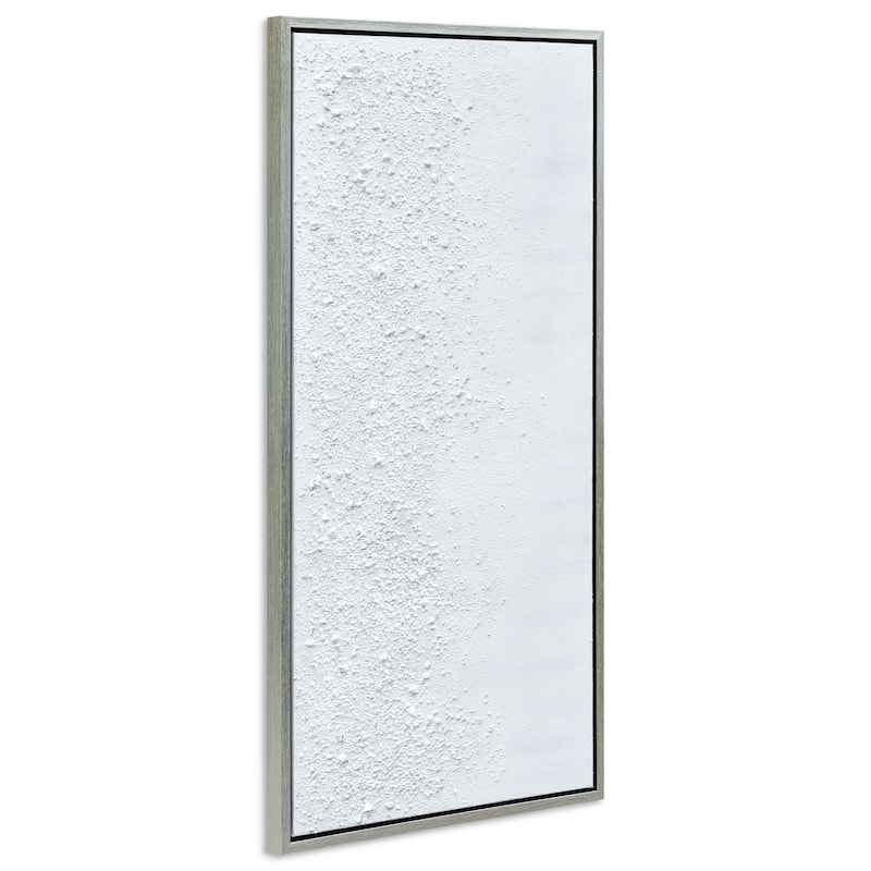 White Snow B Textured Glitter Hand Painted Canvas Framed Wall Art