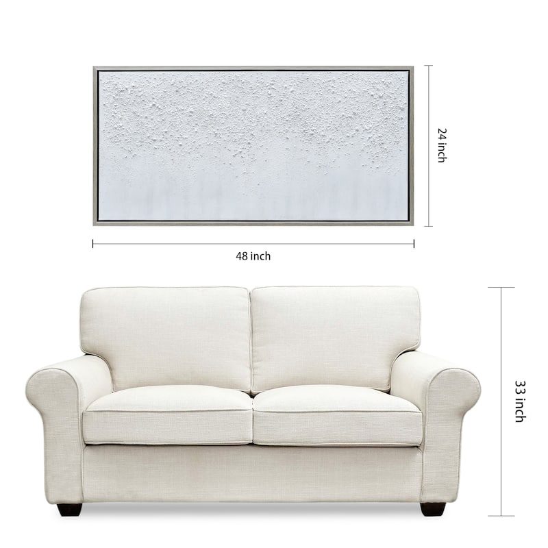 White Snow B Textured Glitter Hand Painted Canvas Framed Wall Art