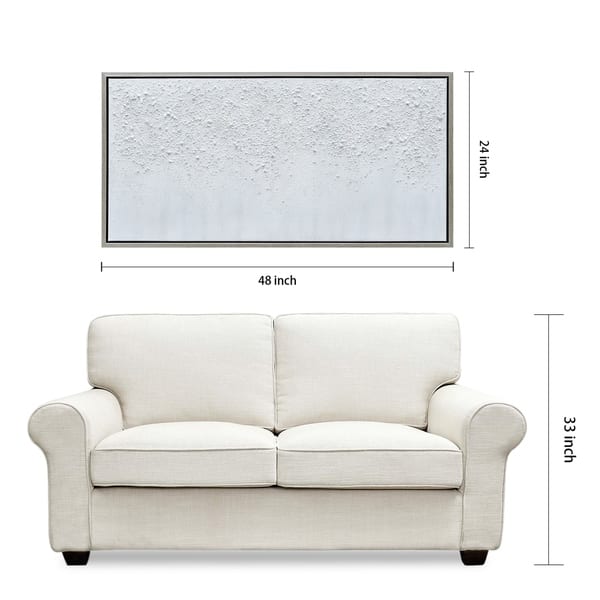 dimension image slide 0 of 2, White Snow B Textured Glitter Hand Painted Canvas Framed Wall Art