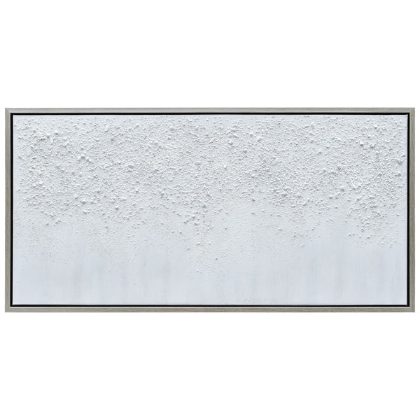 slide 2 of 10, White Snow B Textured Glitter Hand Painted Canvas Framed Wall Art