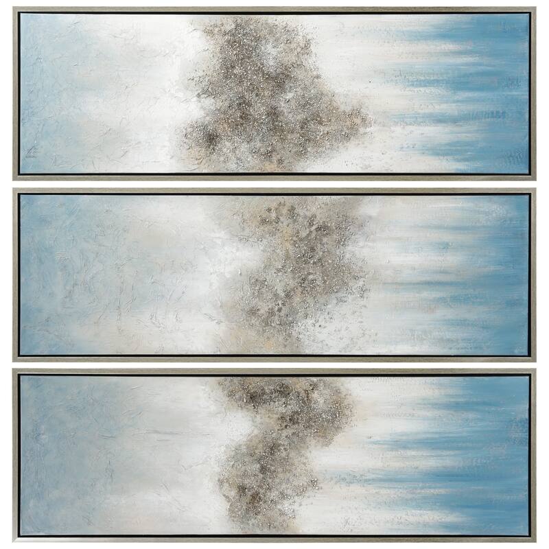Sequence Textured Glitter Hand Painted Canvas Wall Art Set of 3