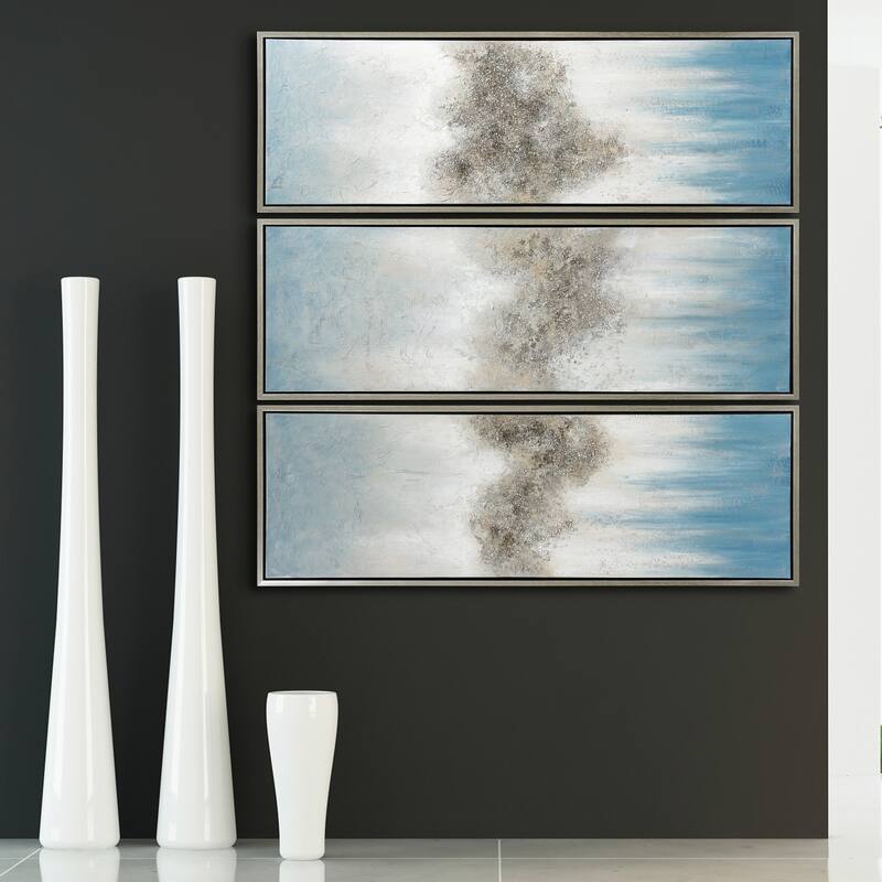 Sequence Textured Glitter Hand Painted Canvas Wall Art Set of 3