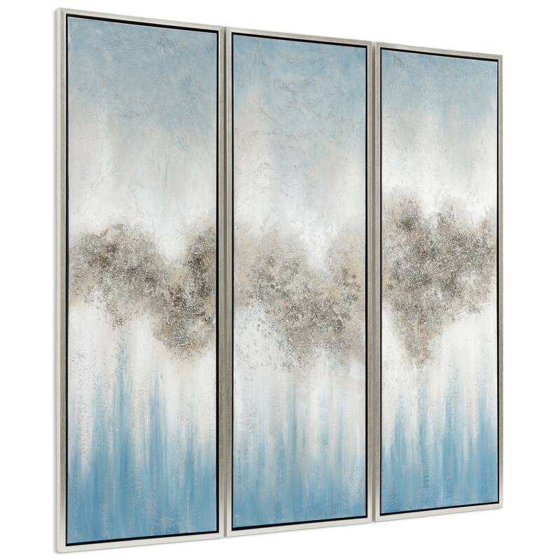 Sequence Textured Glitter Hand Painted Canvas Wall Art Set of 3
