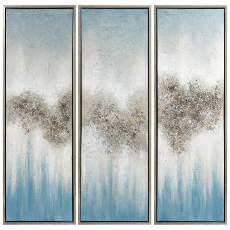 Sequence Textured Glitter Hand Painted Canvas Wall Art Set of 3