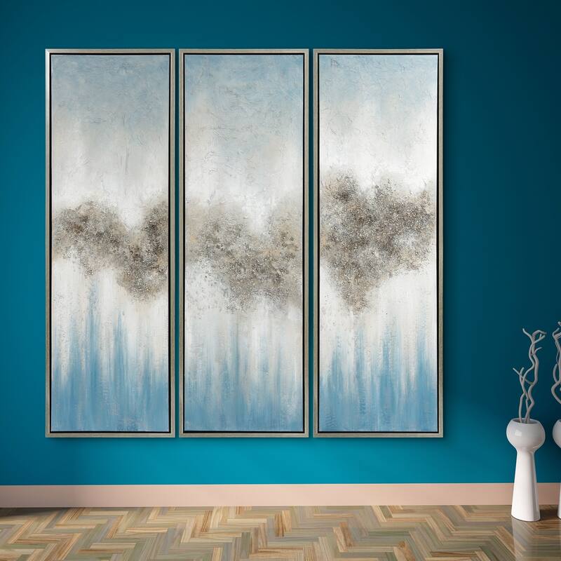Sequence Textured Glitter Hand Painted Canvas Wall Art Set of 3