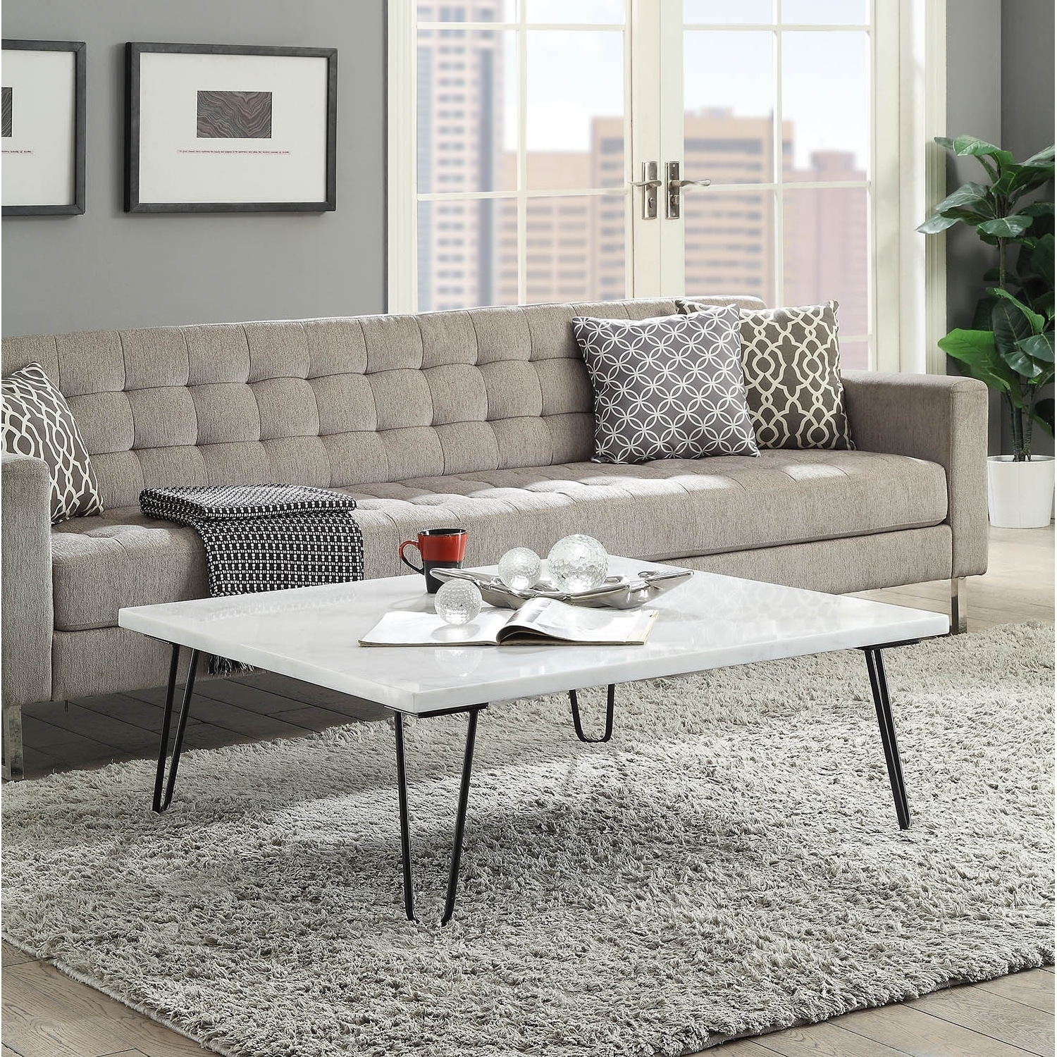 White Coffee Table With Black Metal Legs - Black And White Coffee Table