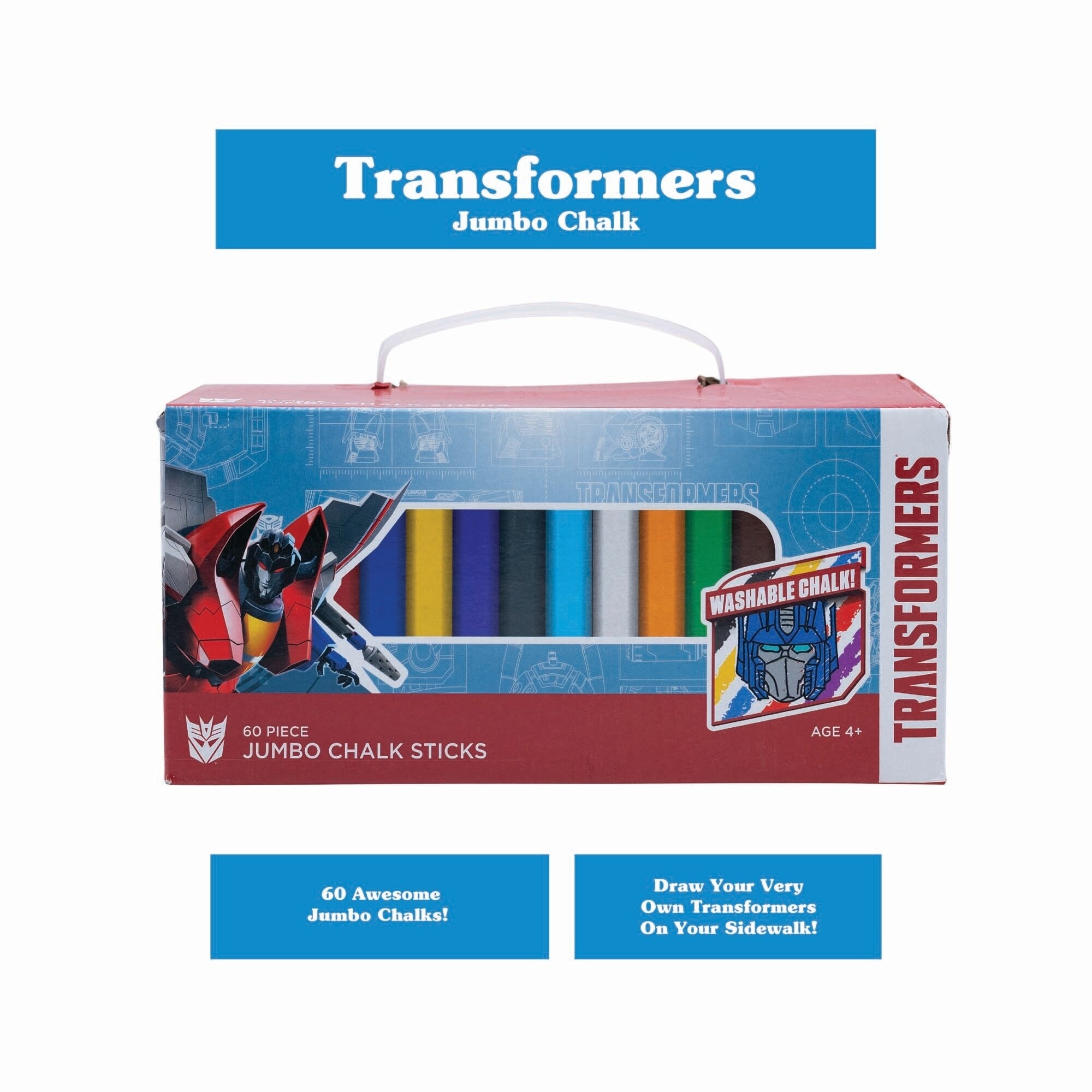 Transformers Jumbo Box of Sidewalk Chalk 60 Pc Toy