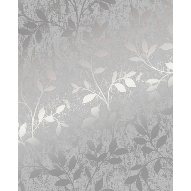 Milan Trail Silver and Grey Leaf Pattern Wallpaper