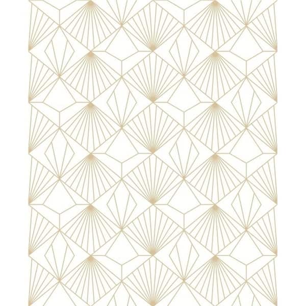 White and Gold Diamond Pattern Wallpaper - Overstock - 28962741