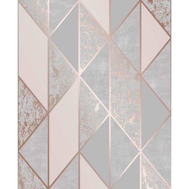 Superfresco Milan Geo Rose Gold and Grey Wallpaper