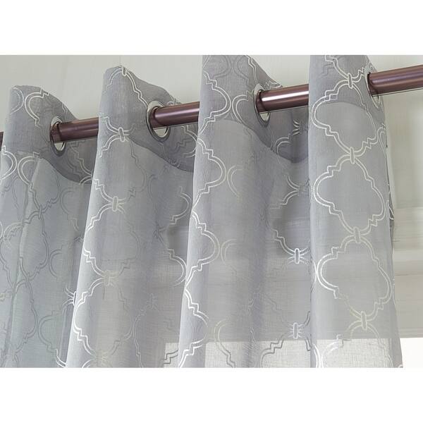 Shop Stratford Quatrefoil Metallic Doily Single Grommet Curtain