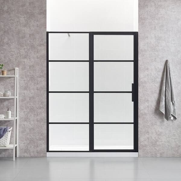 Shop Ove Decors Milano 60 In Black Framed Hinges Shower Door Overstock 28962793