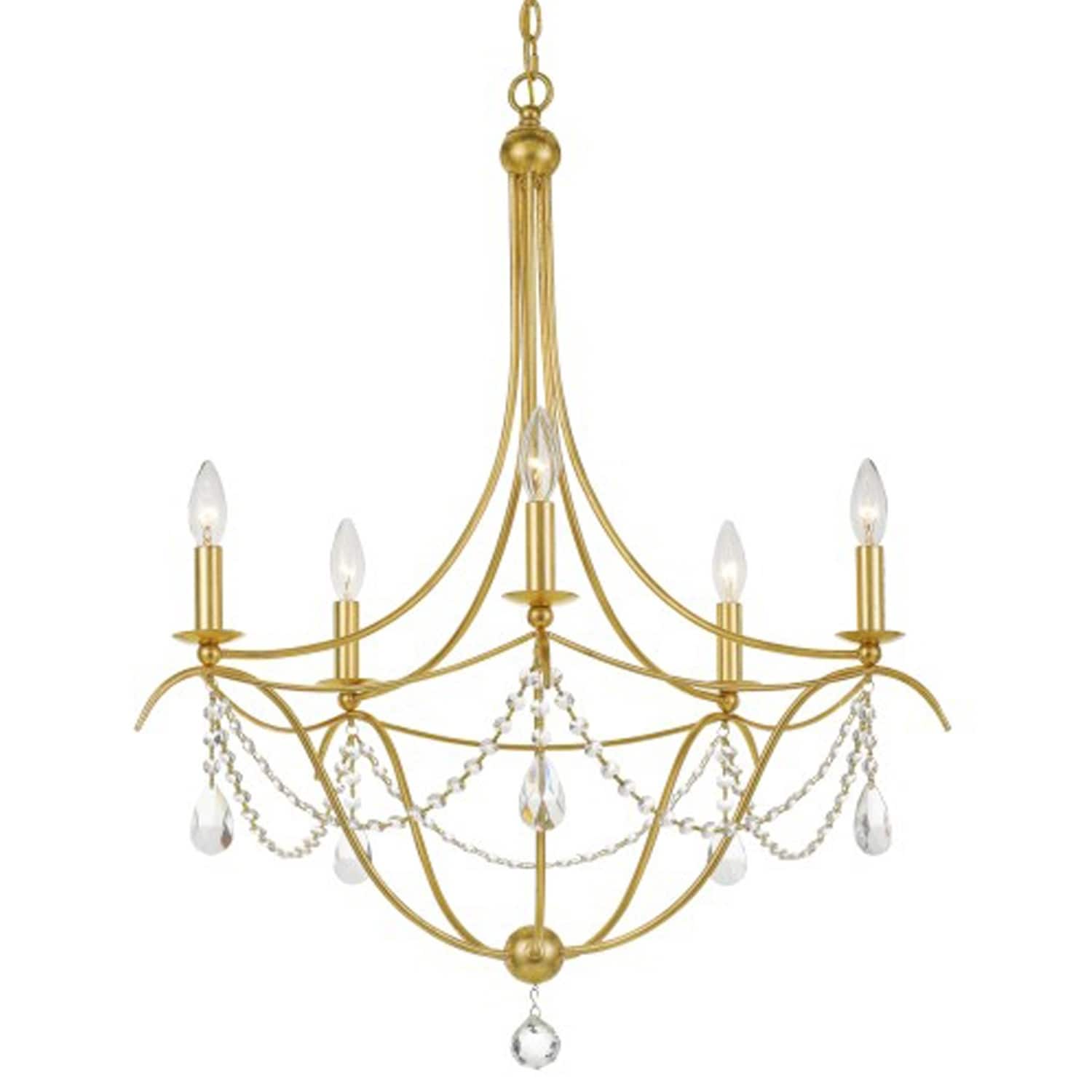 Metro 5-light Antique Gold/Spectra Crystal Chandelier - Chandeliers For Bedrooms by Overstock.com