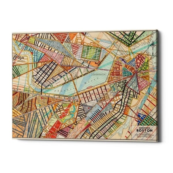Epic Graffiti 'Modern Map of Boston' by Nikki Galapon Giclee Canvas Wall Art, 16"x12"