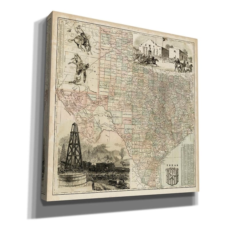Epic Graffiti 'Map of Texas' by Vision Studio Giclee Canvas Wall Art, 12"x12"