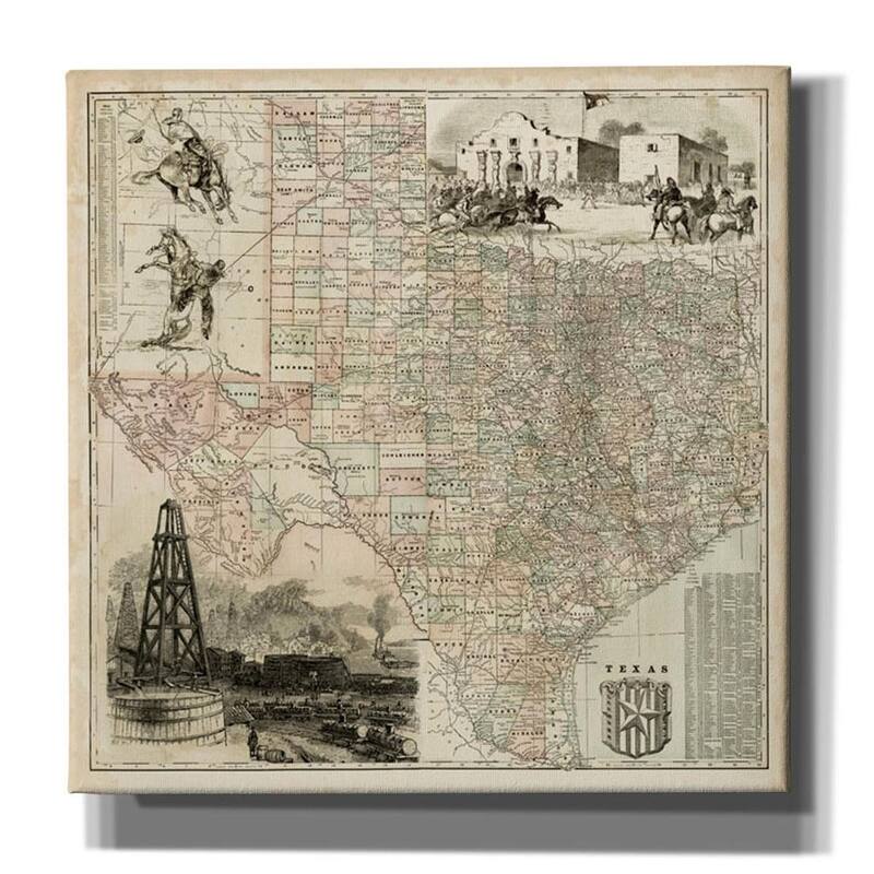 Epic Graffiti 'Map of Texas' by Vision Studio Giclee Canvas Wall Art, 12"x12"