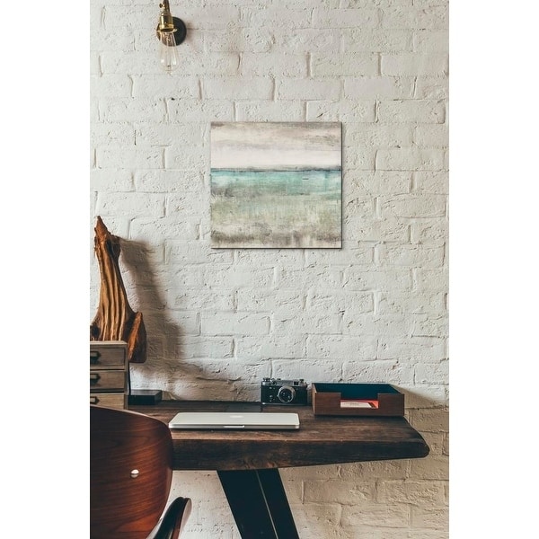 Epic Graffiti 'Aqua Horizon II' by Tim OToole Giclee Canvas Wall Art, 12"x12"