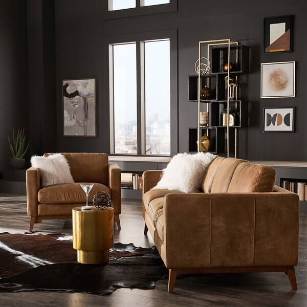 Shop Strick Bolton Filmore 89 Inch Tan Leather Sofa On Sale