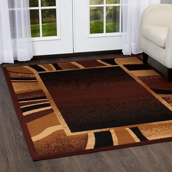Brown Beige Black Modern Bordered Huge Area Rug 9 2 X 12 5 9 2 X 12 5 Overstock 28963928