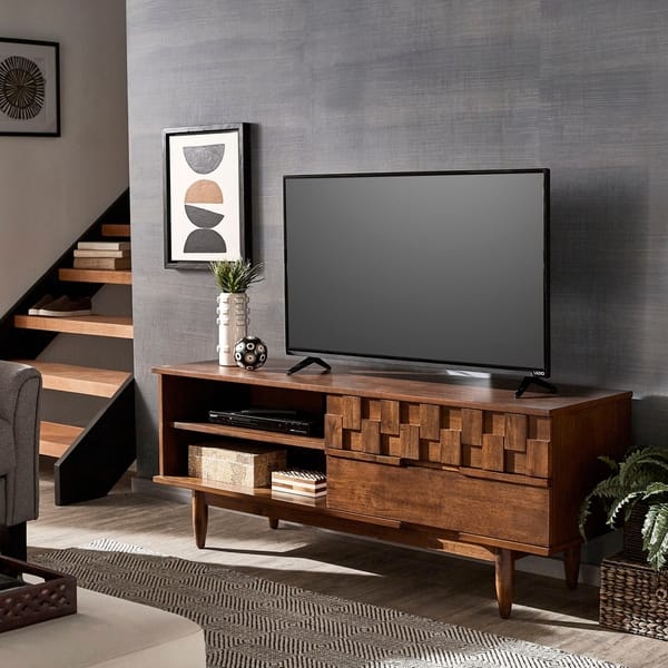 slide 2 of 23, Kieran Mid-Century Wood 2-Drawer TV Stand by iNSPIRE Q Modern - 59-Inch