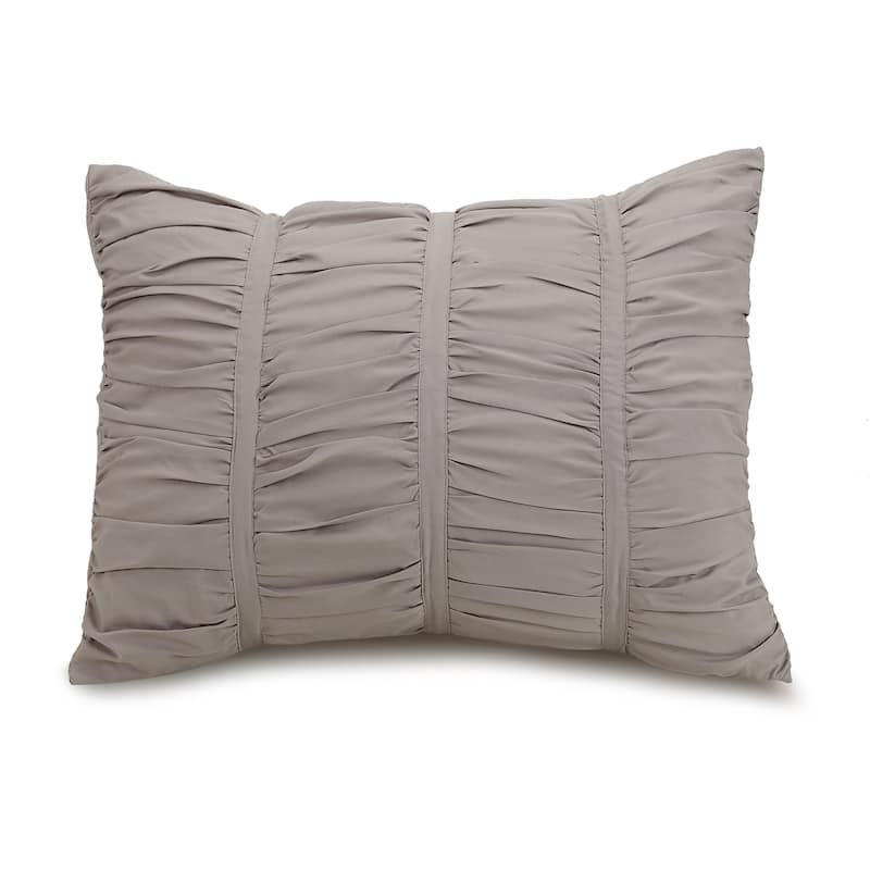 Emily Ruched Textured Comforter Set - Light Gray