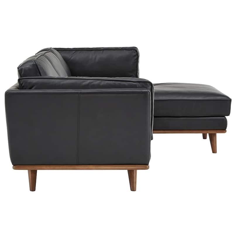 Gianella Black Oxford Leather Sectional Sofa by iNSPIRE Q Modern