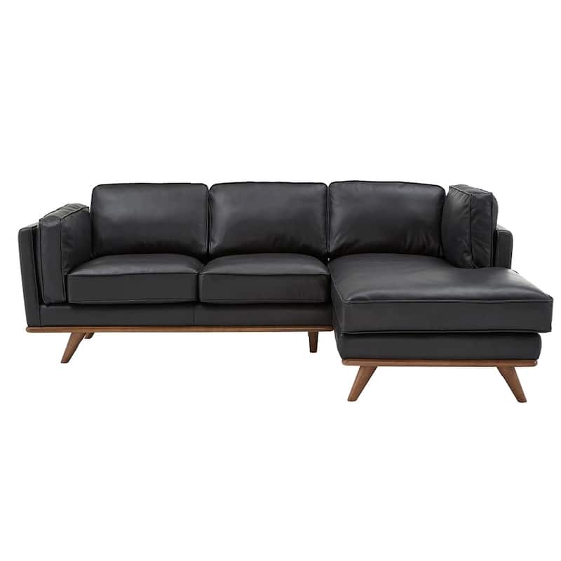 Gianella Black Oxford Leather Sectional Sofa by iNSPIRE Q Modern