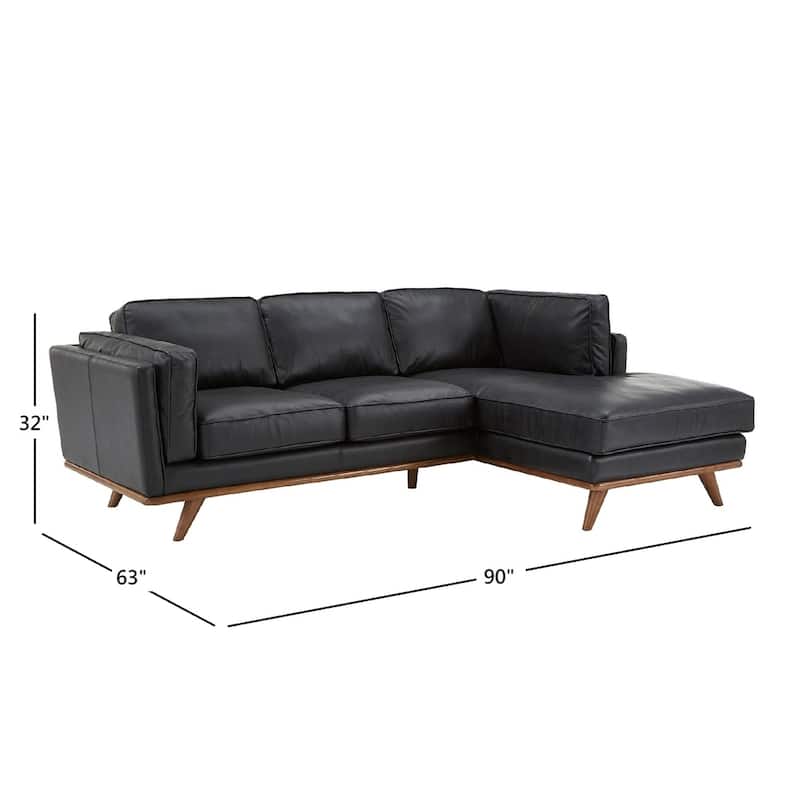 Gianella Black Oxford Leather Sectional Sofa by iNSPIRE Q Modern