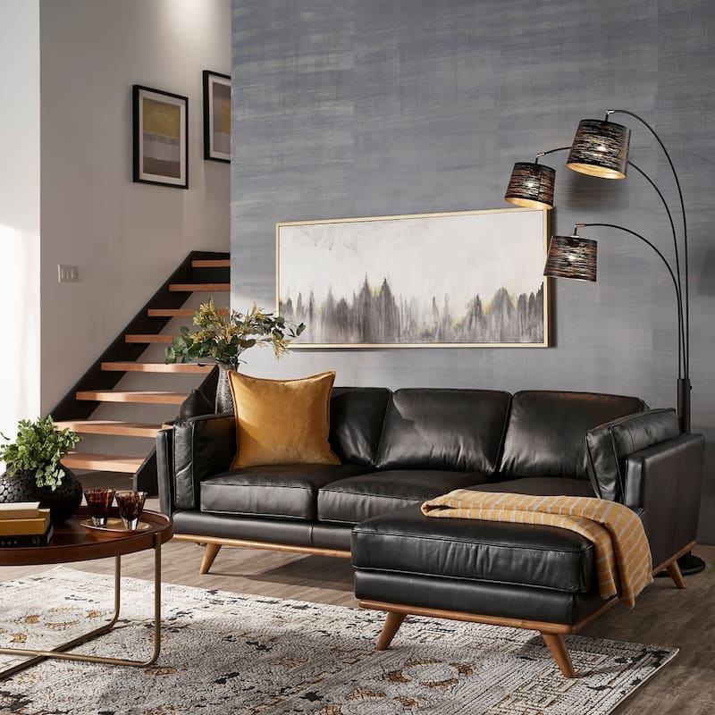 Gianella Black Oxford Leather Sectional Sofa by iNSPIRE Q Modern