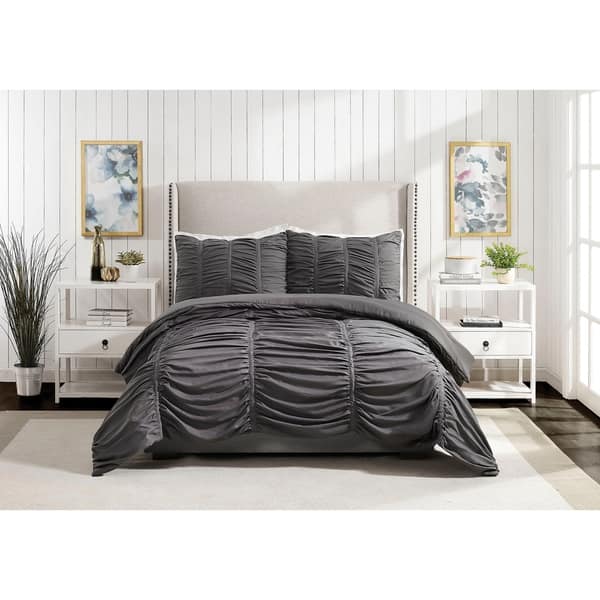 Emily Texture Twin/Twin XL Comforter set Dark Gray - Overstock - 28964219