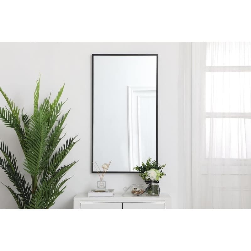 Carson Carrington Salsnas Metal Frame Rectangular Mirror - 20W x 36H - Black