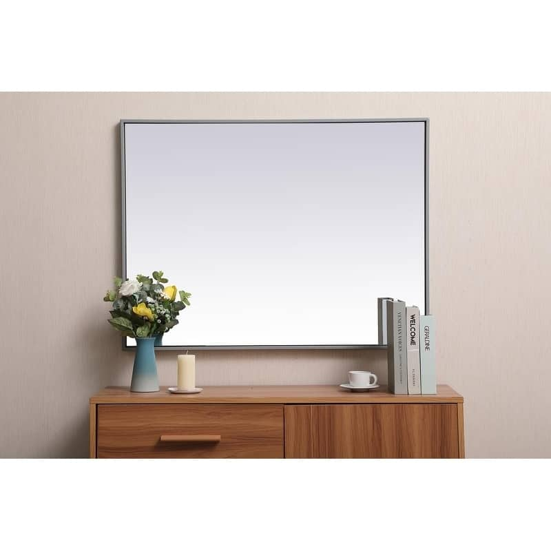 Carson Carrington Salsnas Metal Frame Rectangular Mirror - 27W x 36H - Grey