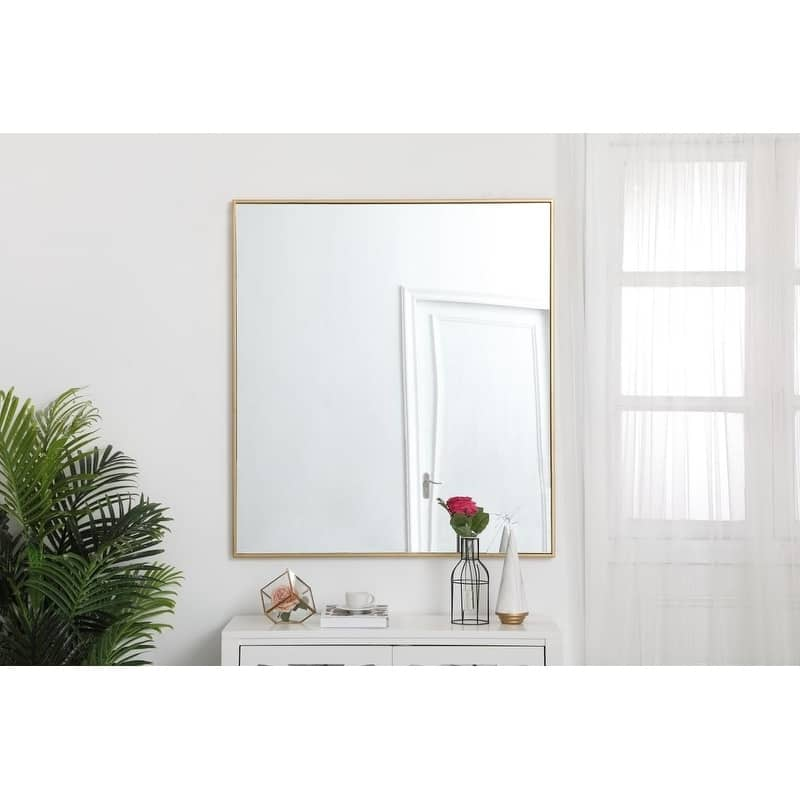 Carson Carrington Salsnas Metal Frame Rectangular Mirror - 36W x 40H - Brass