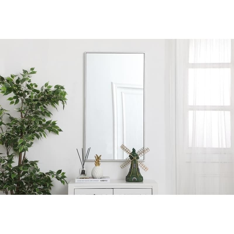 Carson Carrington Salsnas Metal Frame Rectangular Mirror - 20W x 36H - Silver