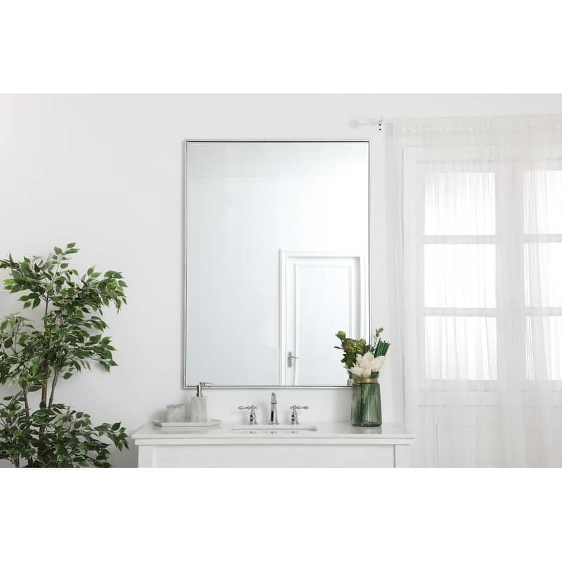 Carson Carrington Salsnas Metal Frame Rectangular Mirror - 36W x 48H - Silver