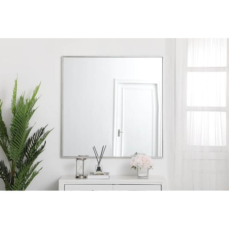 Carson Carrington Salsnas Metal Frame Rectangular Mirror - 36W x 36H - Silver