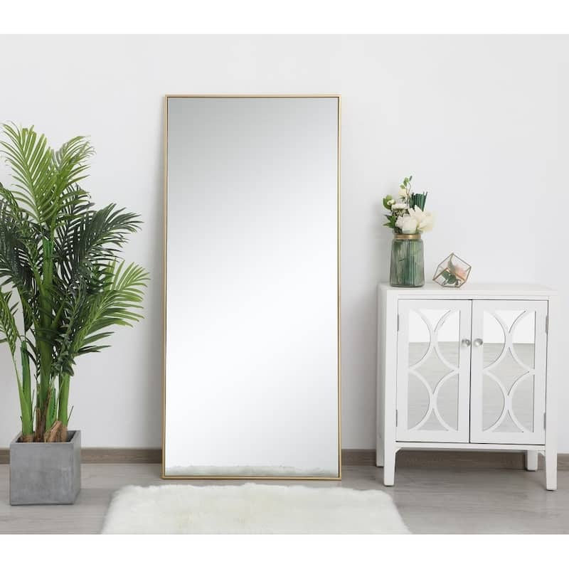 Carson Carrington Salsnas Metal Frame Rectangular Mirror - 30W x 60H - Brass