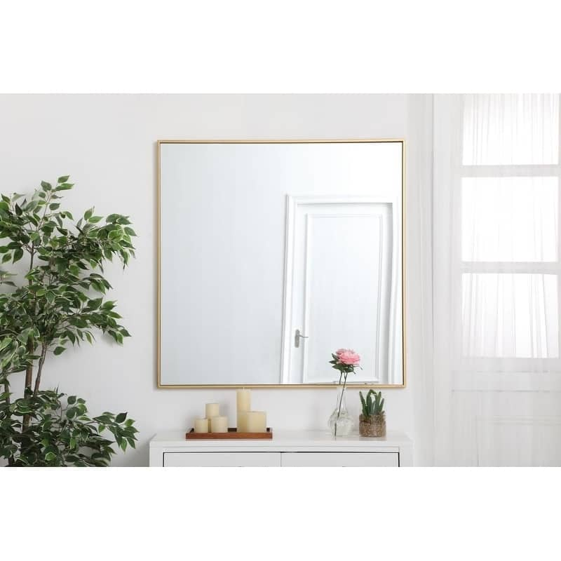 Carson Carrington Salsnas Metal Frame Rectangular Mirror - 36W x 36H - Brass