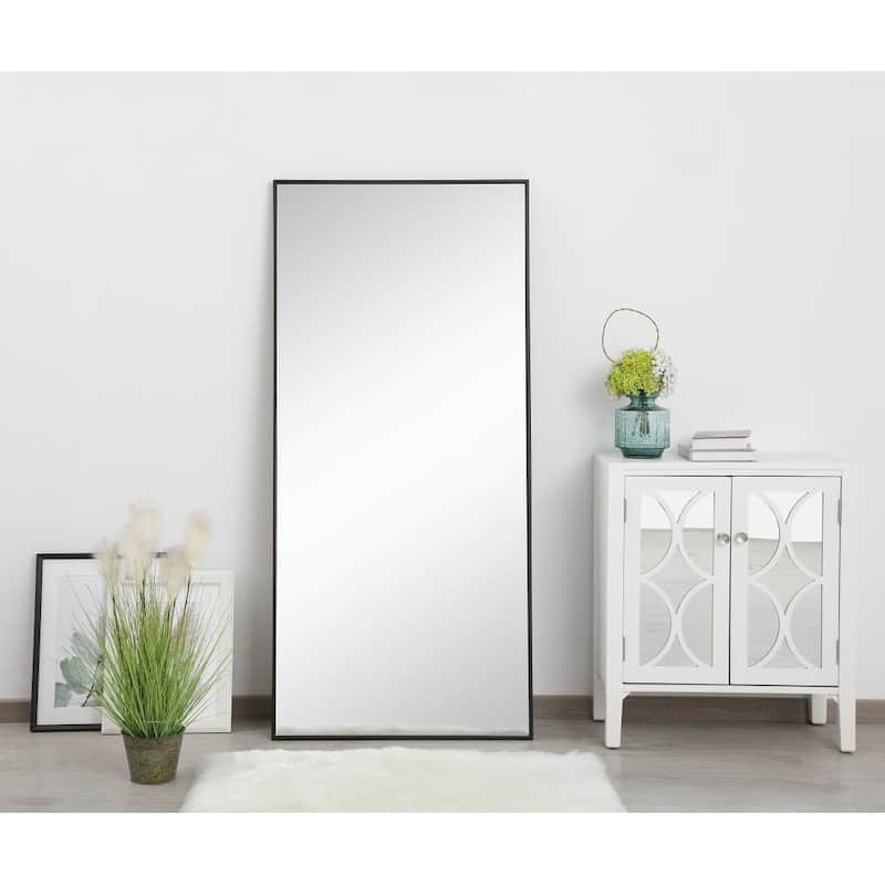 Carson Carrington Salsnas Metal Frame Rectangular Mirror - 30W x 60H - Black