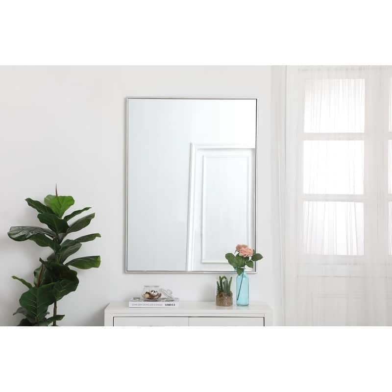 Carson Carrington Salsnas Metal Frame Rectangular Mirror - 30W x 40H - Silver
