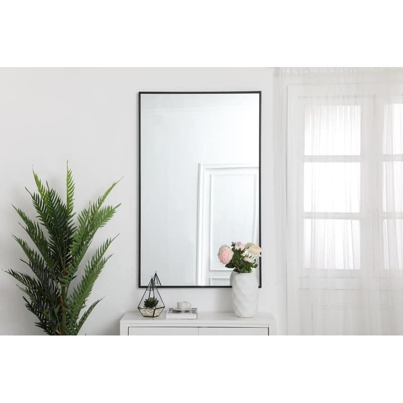 Carson Carrington Salsnas Metal Frame Rectangular Mirror - 30W x 48H - Black