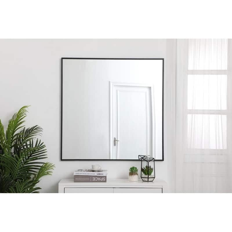 Carson Carrington Salsnas Metal Frame Rectangular Mirror - 36W x 36H - Black