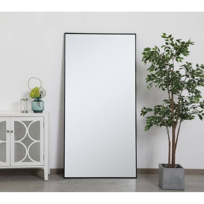 Carson Carrington Salsnas Metal Frame Rectangular Mirror - 36W x 72H - Black