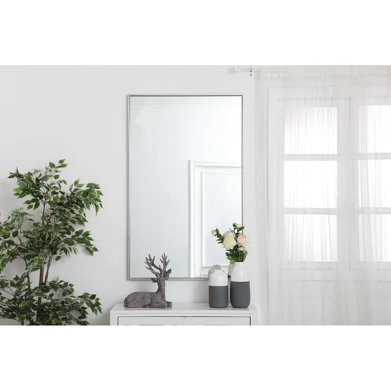 Carson Carrington Salsnas Metal Frame Rectangular Mirror - 30W x 48H - Silver