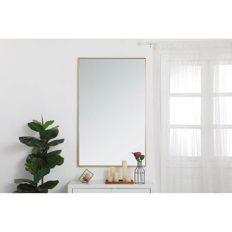 Carson Carrington Salsnas Metal Frame Rectangular Mirror - 30W x 48H - Brass