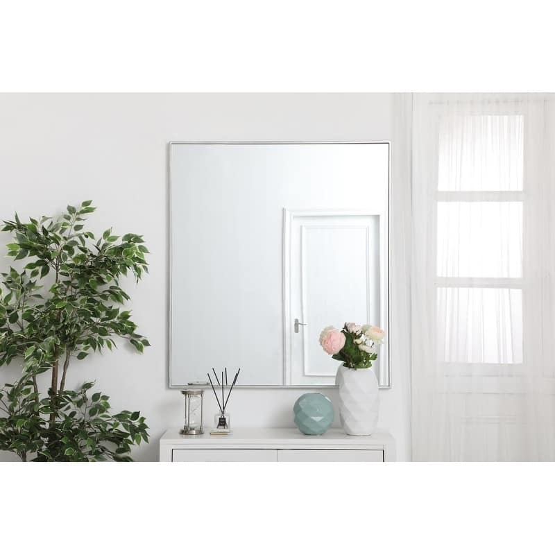Carson Carrington Salsnas Metal Frame Rectangular Mirror - 36W x 40H - Silver