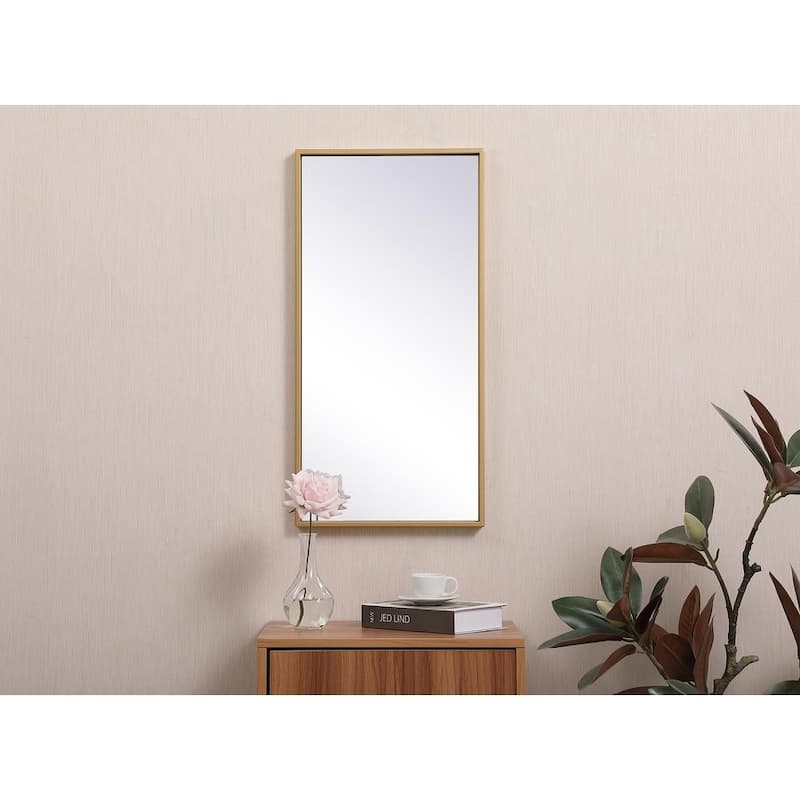 Carson Carrington Salsnas Metal Frame Rectangular Mirror - 28W x 14H - Brass