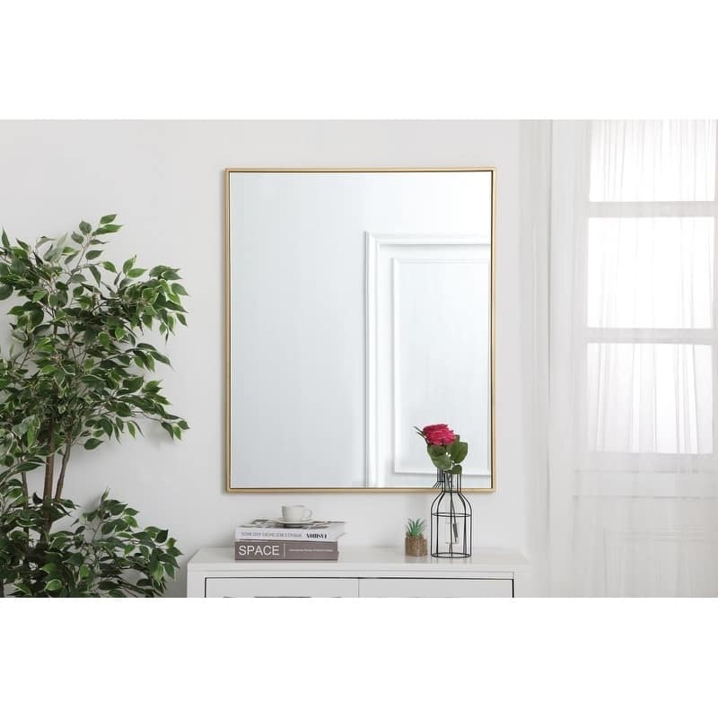 Carson Carrington Salsnas Metal Frame Rectangular Mirror - 30W x 36H - Brass